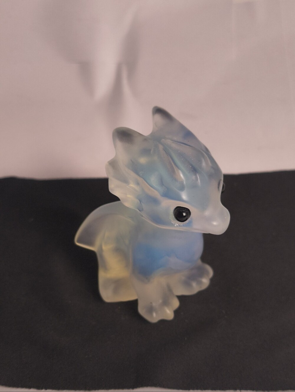 Opalite Glass Light Fury Dragon Figurine Carving Blue Iridescent